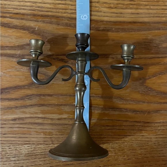 Rare MINATURE Brass Candelabra Candlestick - 5” tall - 3 Arm Candlestick - Picture 5 of 6